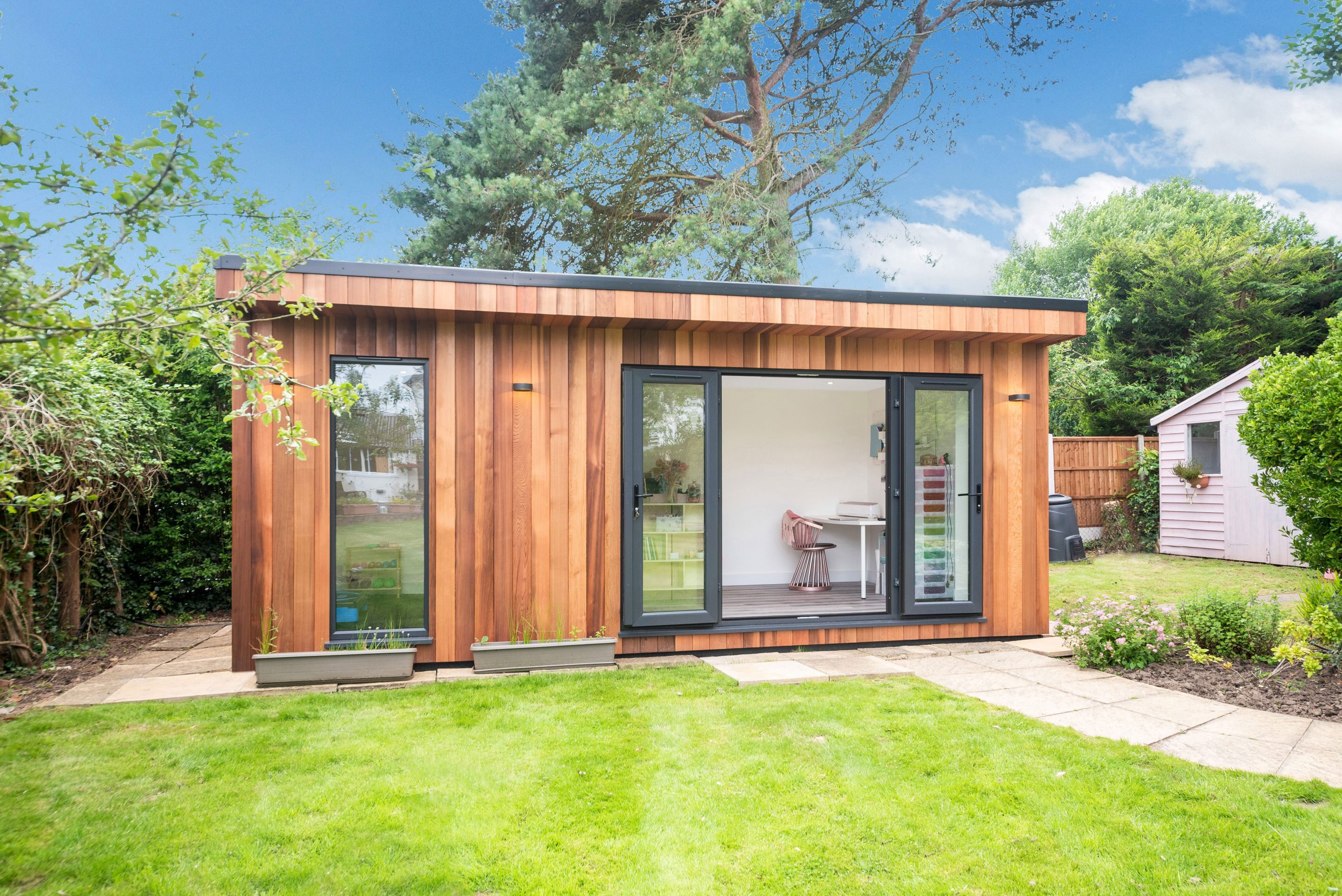 modern cedar clad garden room in Essex