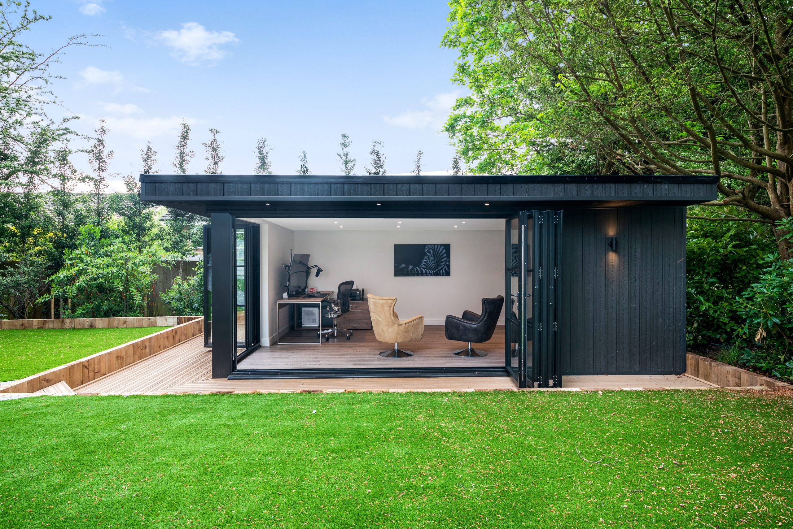 black clad garden room
